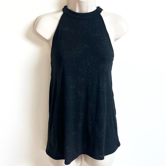 Kenneth Cole Reaction High Neck Ruffle Accent Sleeveless Blouse Tank Top Black S - Picture 3 of 8